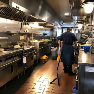 man cleaning kitchen