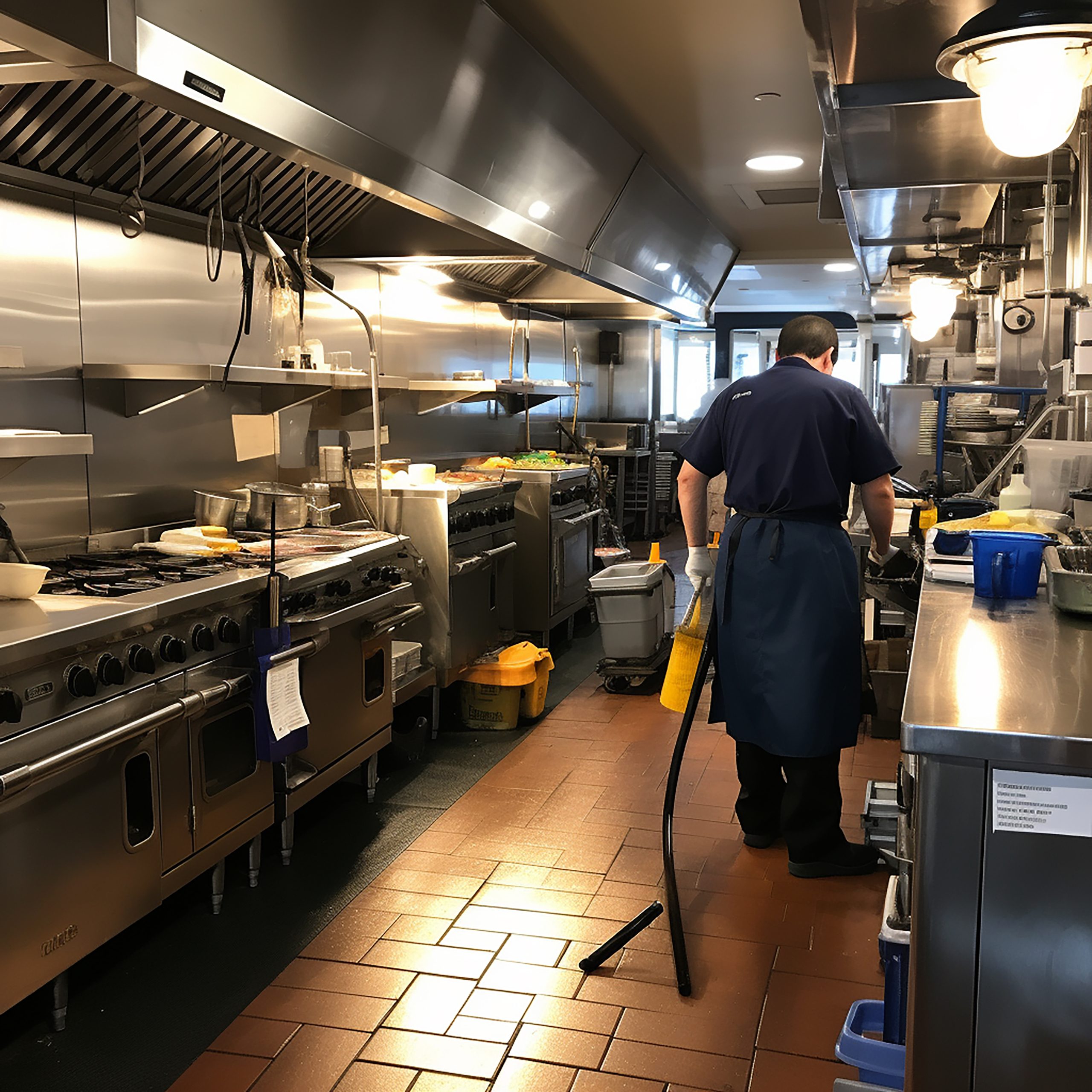 man cleaning kitchen
