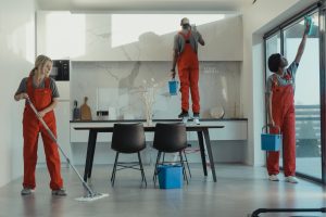 commercial cleaning team cleaning office space